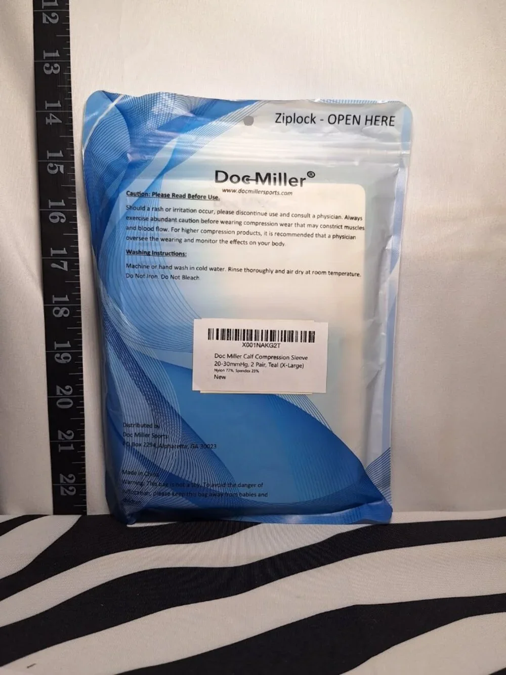 Doc Miller Compression Calf Compression Sleeve, 2 Pairs, Teal